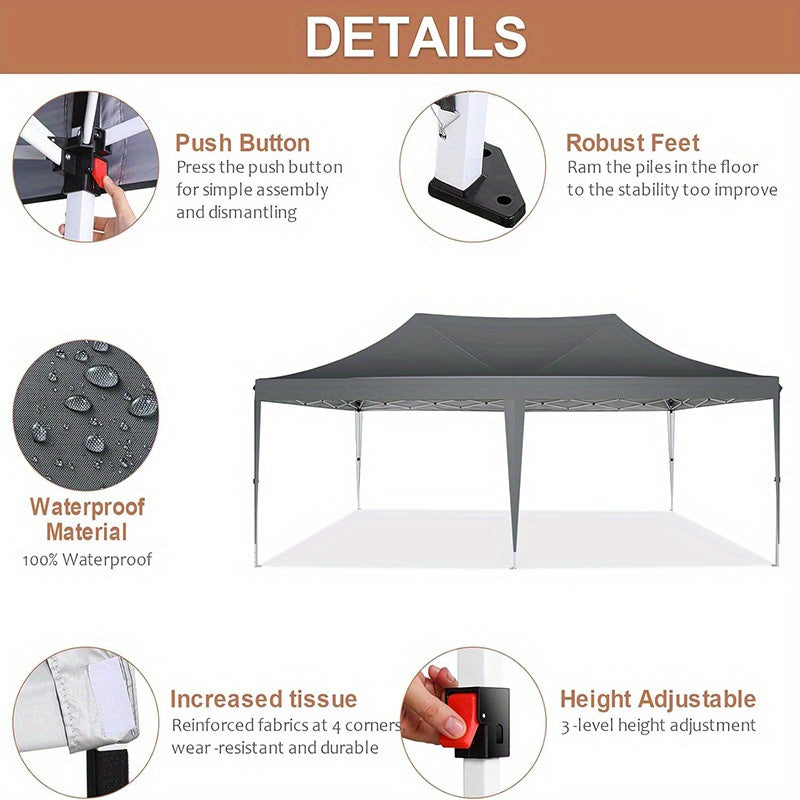 Partytent – Schaduw Tent – Evenementen Tent – Tuinfeest Tent – Marktstand Tent – 3x6 Meter – Met Zijwanden – Stevig Metalen Frame - QUORE