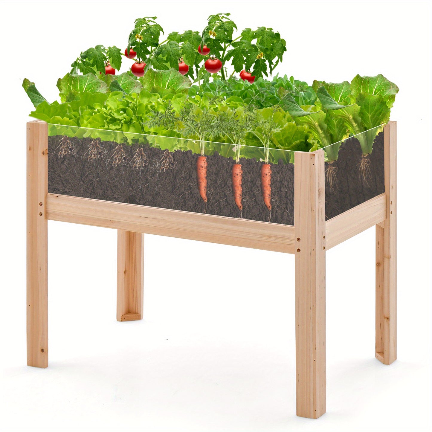 Hoogte Plantenbak – Verhoogde Bloembak – Plantenzak – Kweekbak – Tuinbak – Natuurlijk Vurenhout – 50 Liter Inhoud
