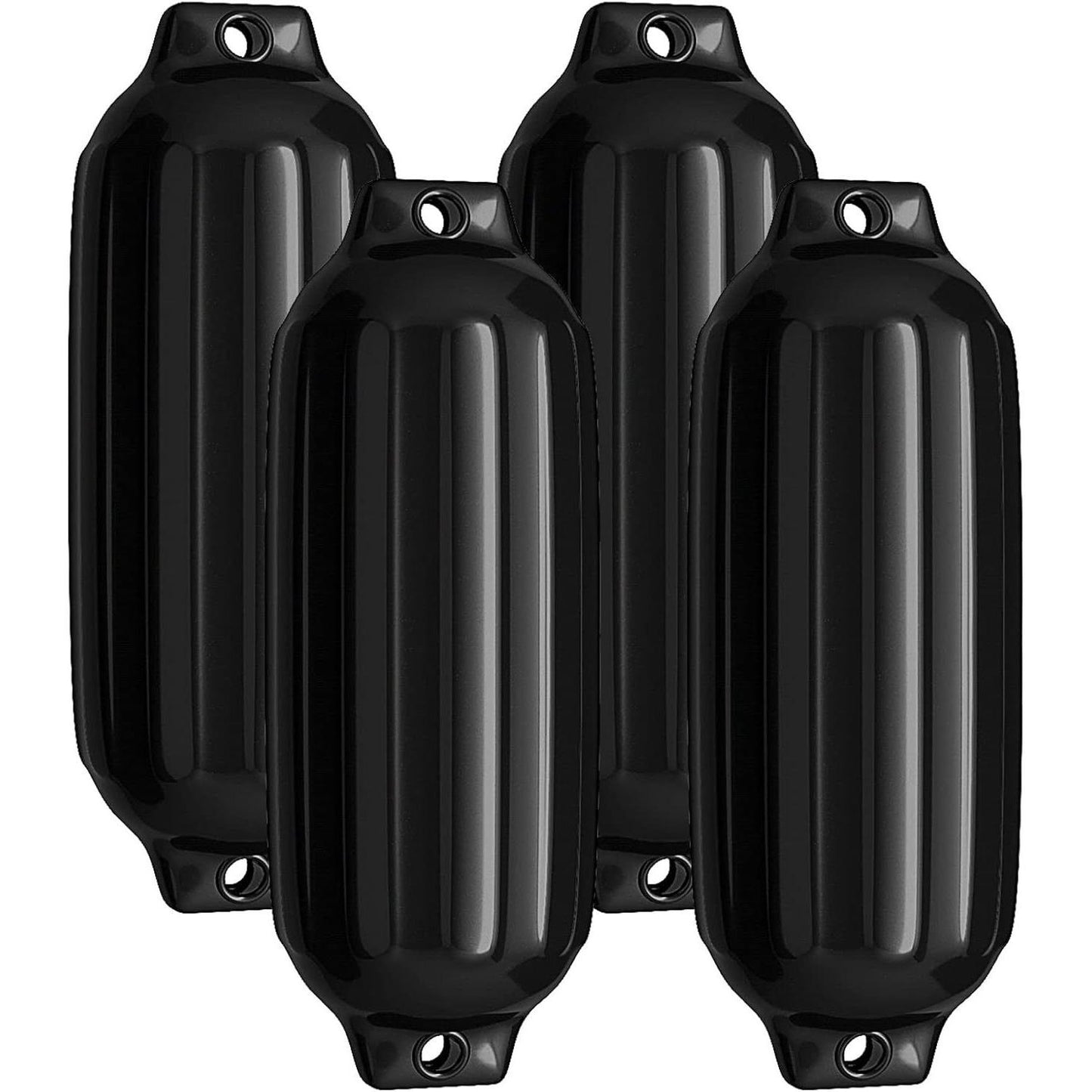Bootfender – Stootwil – Fender – Bootbumper – Stootkussen – Set Van 4 Zware PVC Fenders – UV-Bestendig En Slagvast – Zwarte Bootbescherming Met Bevestigingsogen