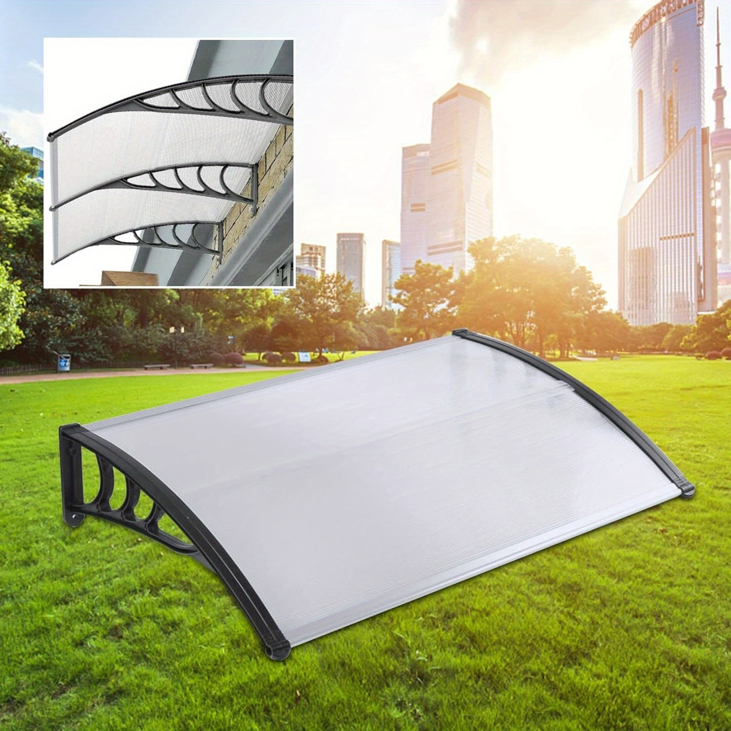 Deurluifel – Voordeur Luifel – Afdak Voordeur – Overkapping Deur – Door Canopy – Transparant Kunststof – Weer- en Sneeuwbestendig 150x90 cm