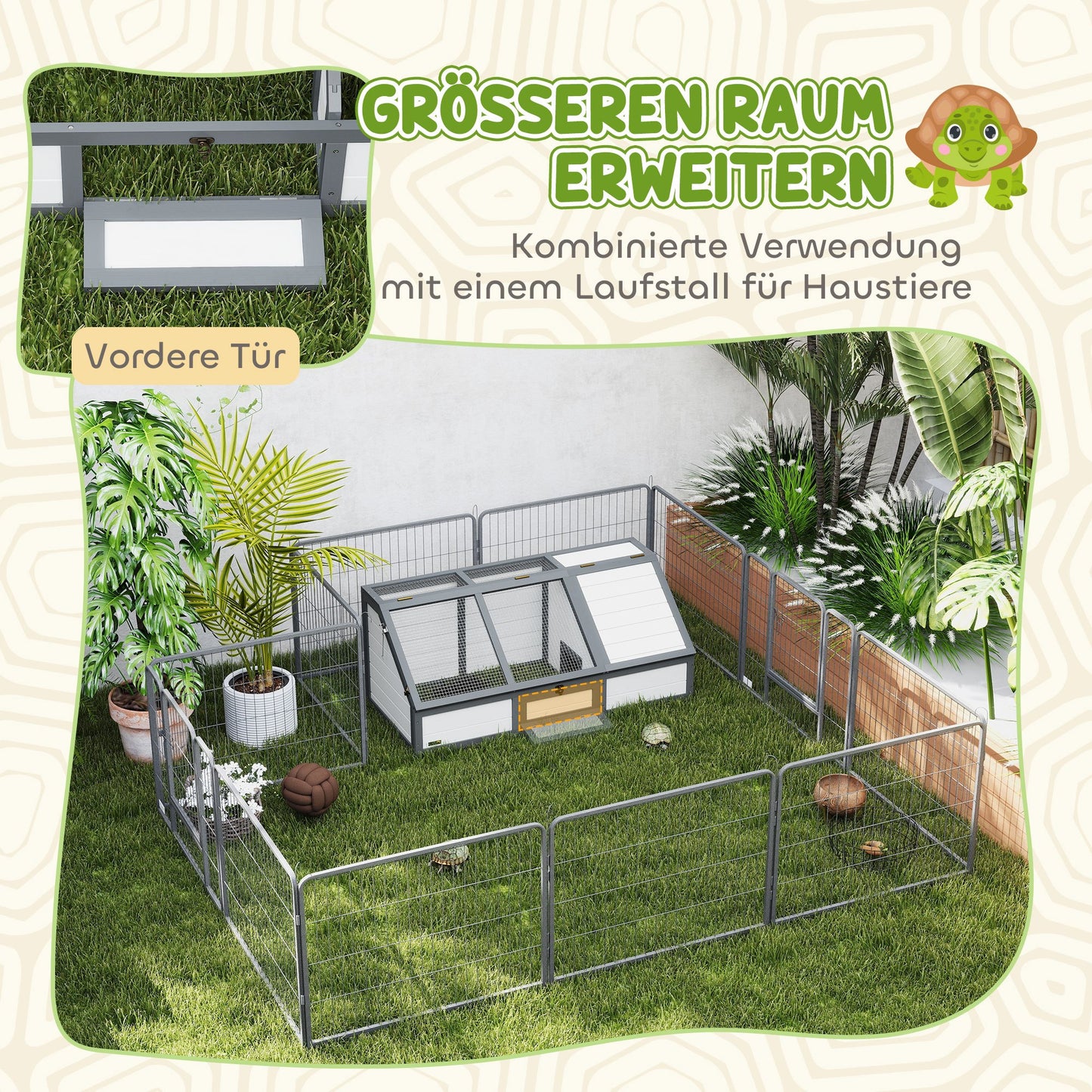 Schildpaddenhuis – Schildpaddenverblijf – Reptielenhuis – Buitenverblijf – Houten Box – Bodemloos Ontwerp – Massief Grenenhout en Gegalvaniseerd Staal