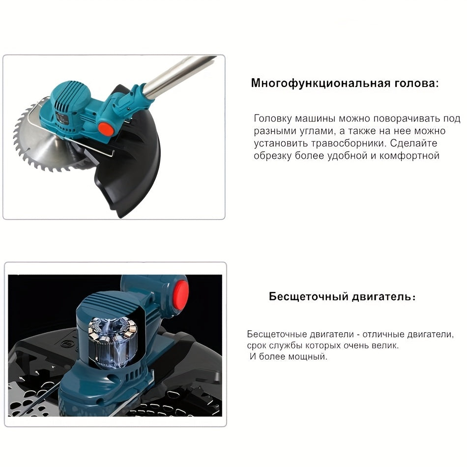 Grastrimmer – Elektrische Trimmer – Accu Trimmer – Snoeier – Zaag – 750W Motor – Verstelbare Snijkop - met 2 batterijen