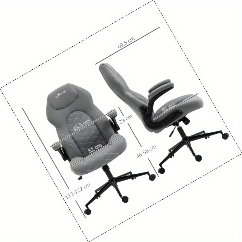 Ergonomische Bureaustoel – Kantoorstoel – Bureaustoel Met Armleuningen – Draaistoel – Werkstoel – Verstelbare Armleuningen – 360° Draaibaar – Hoge Rugleuning – Zachte Gewatteerde Zitting – Ademend Schoonmaakbaar Stof – 5-Wielbasis