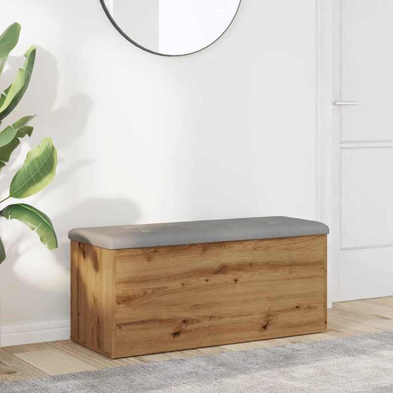 Houten Bank – Zitbank – Opbergbank – Bankje – Houten Opbergmeubel – Bruin – Massief Eikenhout – 102x42x45 cm – 3,2 Kubieke Voet Opbergruimte