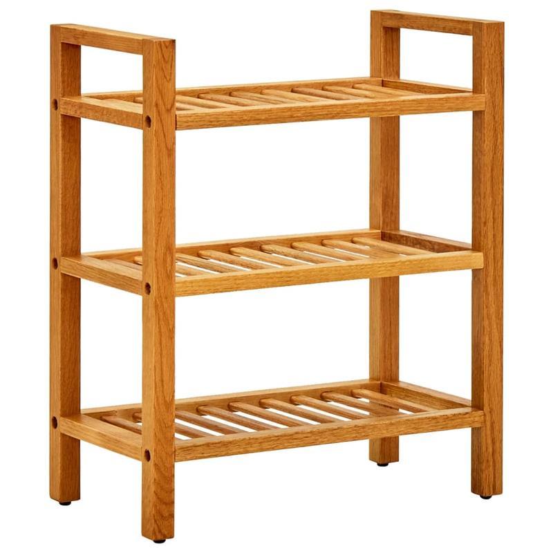 Schoenenrek – Schoenenhouder – Schoenopberger – Schoenstelling – Schoenrek Open – 3 Lagen – Massief Eikenhout 50x27x60 cm – Voor Slaapkamer en Hal Bruin
