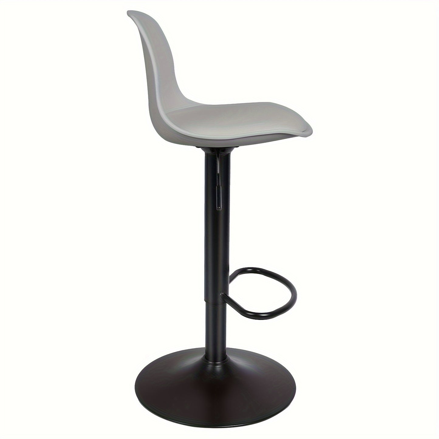 Two-Piece Set of Bar Stools with PUPU PU Soft Cushioned Seats, Adjustable Height (55-75Cm) - Suitable for Modern Swivel Bar Stools in Kitchen Islands, Cafes, And Dining Room Tables, Heavy-Duty Metal Frame with Footstool (Gray