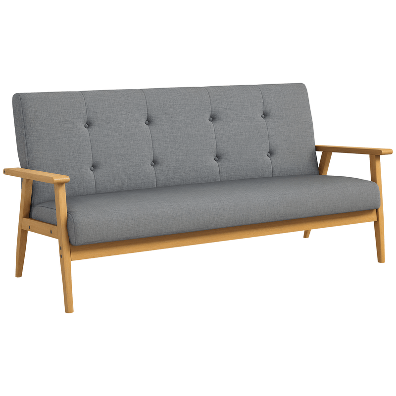 Easy-to-Assemble Modern 3-Seater Sofa Bed-like Couch - Thick Foam & Rubberwood Frame, Gray Upholstered Futon Sofa for Small Spaces, Apartments, Living Room, Bedroom, Office - Durable (Assembly Required)