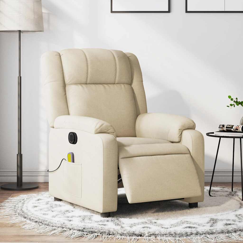 Elektrische Relaxstoel – Fauteuil – Lumbar Stoel – Relaxfauteuil – Ruststoel – Crème Kleur – 6-Punts Massagefunctie – Elektrisch Verstelbaar Tot 135°