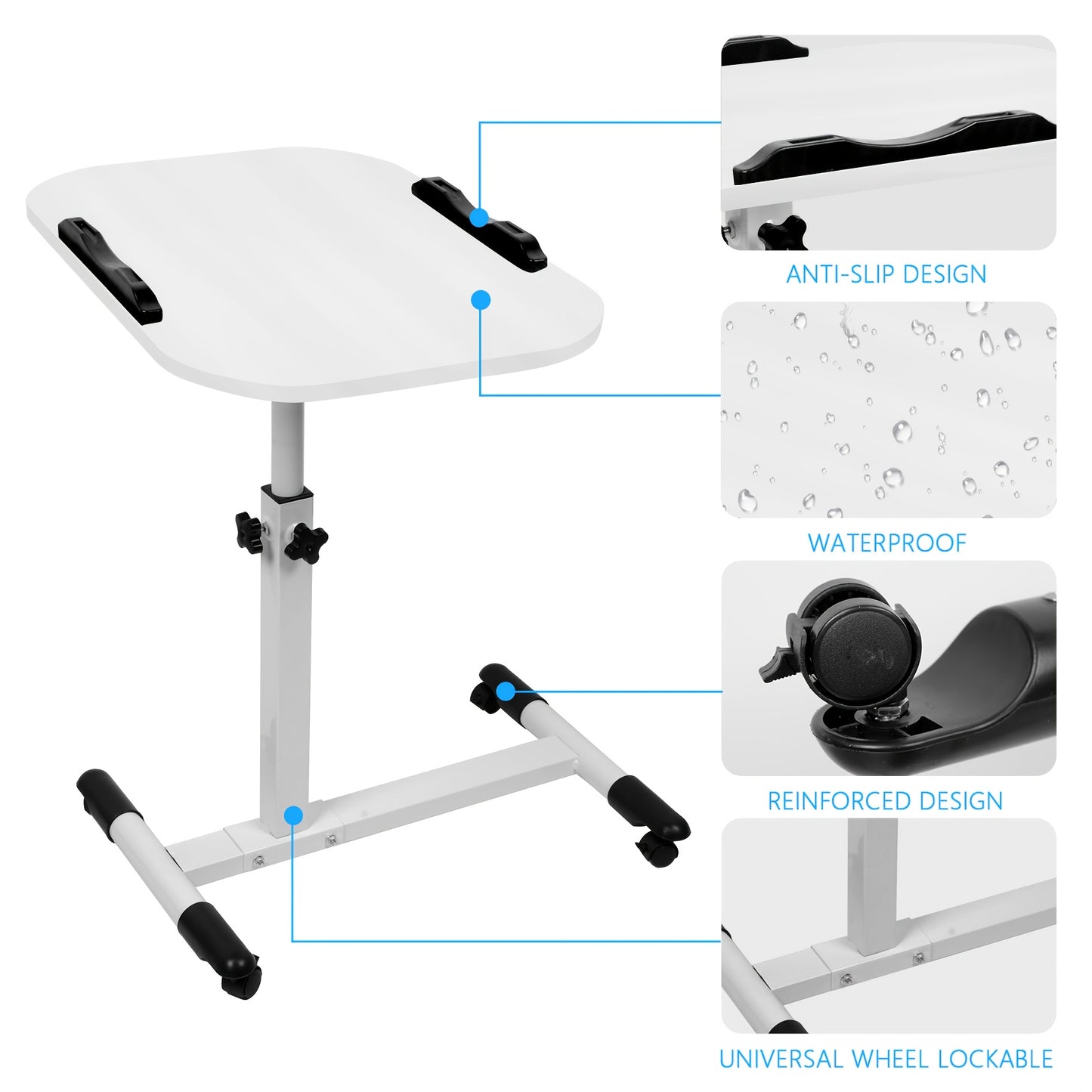 Bureaustoel – Kantoorstoel – Gamingstoel – Draaistoel – Werkstoel – Verstelbaar Hoogte 61-95 cm – Kantelbaar Houten Werkblad 60x40 cm