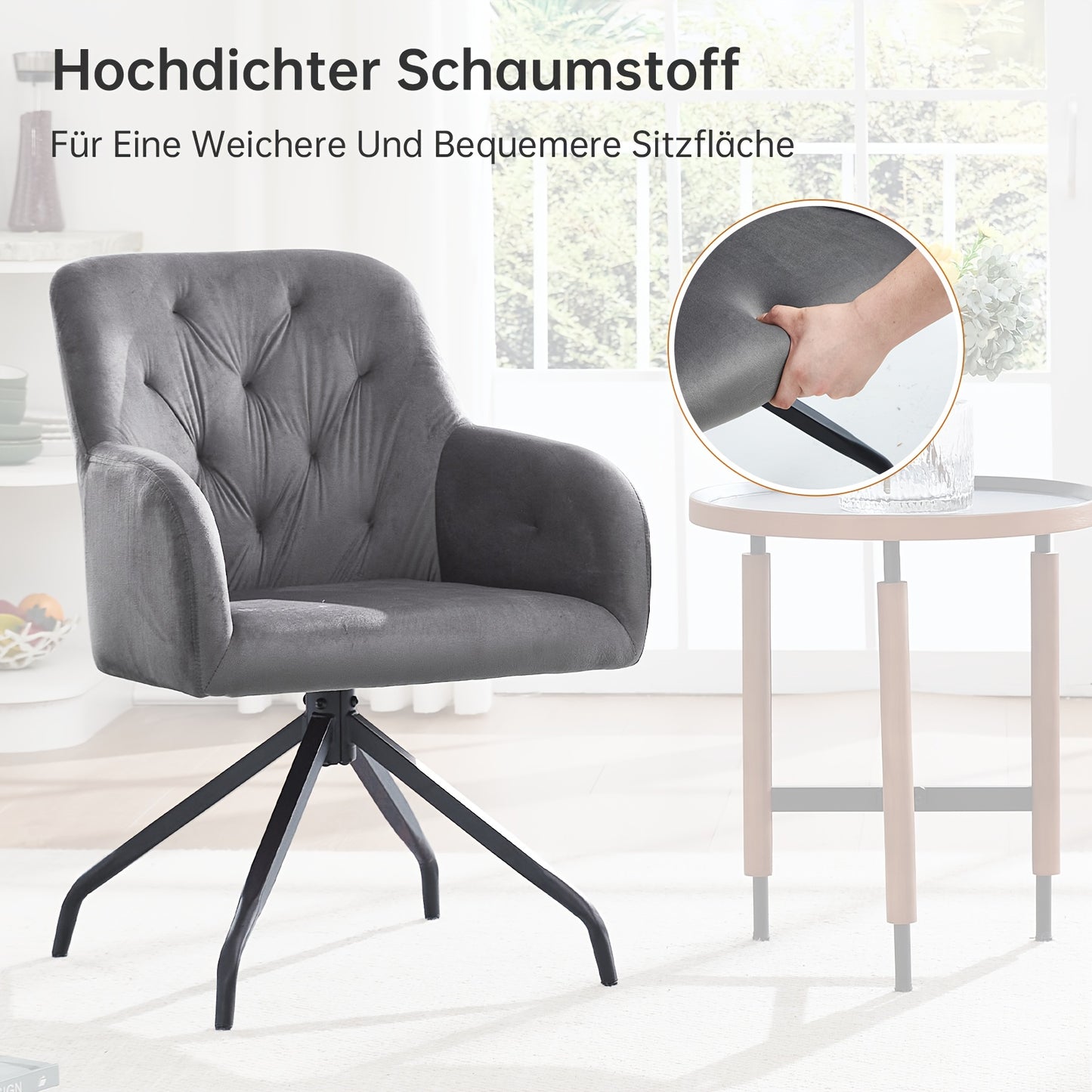 Draaifauteuil – Lounge Stoel – Eetkamerstoel – Relaxfauteuil – Fauteuil – 360° Draaibaar – Velvet Bekleding – Set Van 2 – Met Metalen Frame – Comfortabel