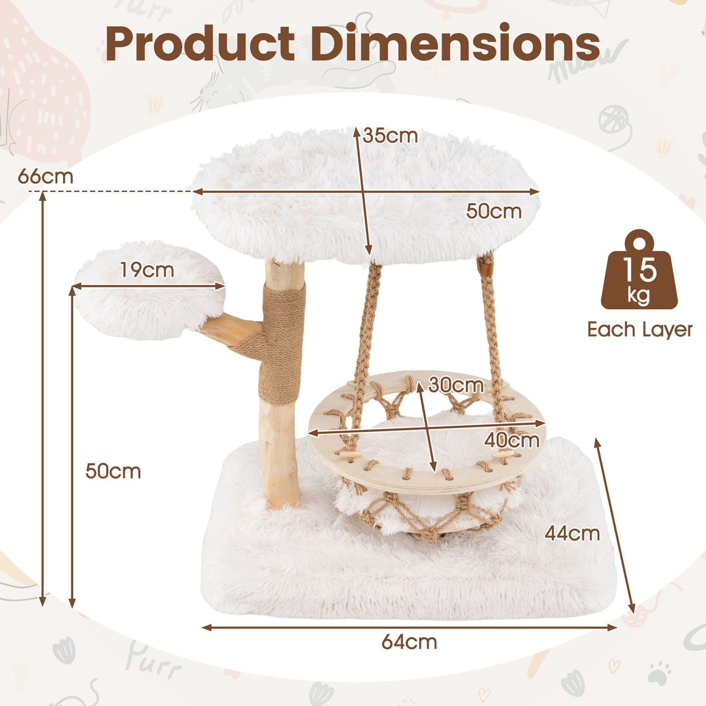 Krabpaal Kat – Kattenkrabpaal – Kattenmeubel – Krabtoren – Kattenhuis – Met Hangmat – Jute Krabpot – Verhoogd Platform – Zachte Pluche – Compact & Duurzaam