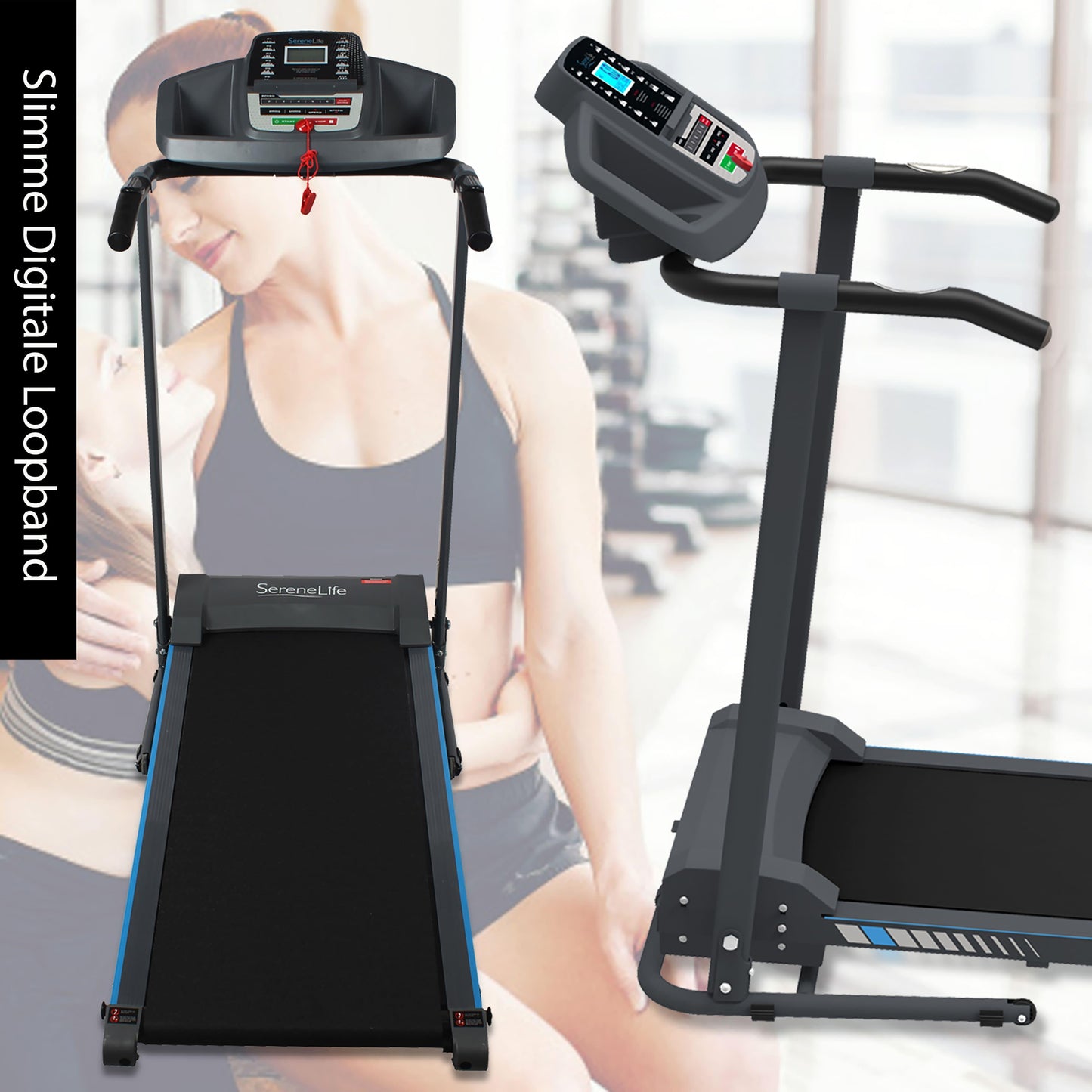Loopband – Inklapbare Treadmill – Fitnessapparaat – Hardloopband – Wandelband – Zwart – Compact Ontwerp – Bluetooth Connectiviteit