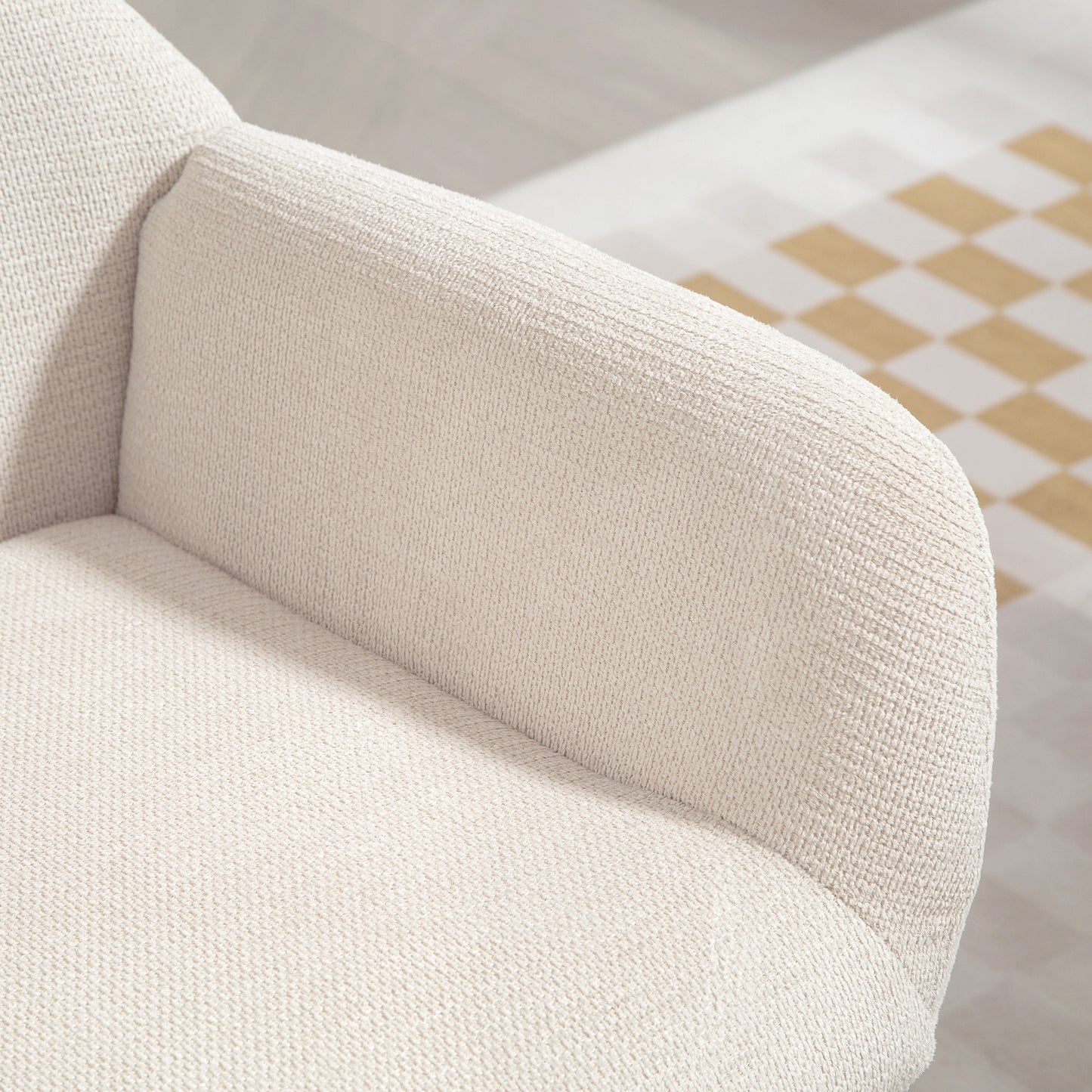 Fauteuil – Lounge Chair – Leunstoel – Wingback Stoel – Creme – Hoge Rugleuning – Stevige Stalen Poten