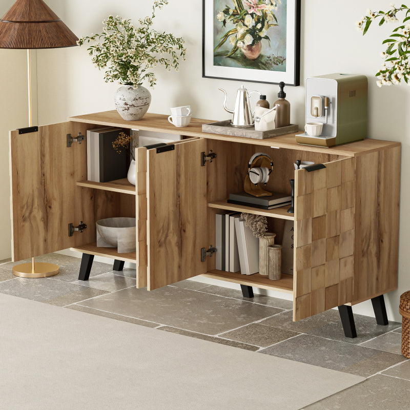 Modern Sideboard with 4 Doors, 160.5 X 35.5 X 78 Cm – Practical Design for Living Room, Bedroom, And Dining Room