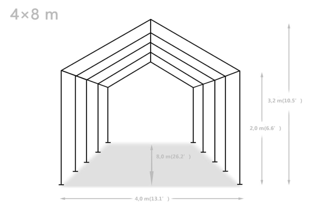 Feesttent – Partytent – Tuinpaviljoen – Tuintent – Paviljoen – Waterdicht – UV-bescherming SPF 50+ – 4x8 meter – Stevig Gegalvaniseerd Stalen Frame – Afneembare Zijwanden
