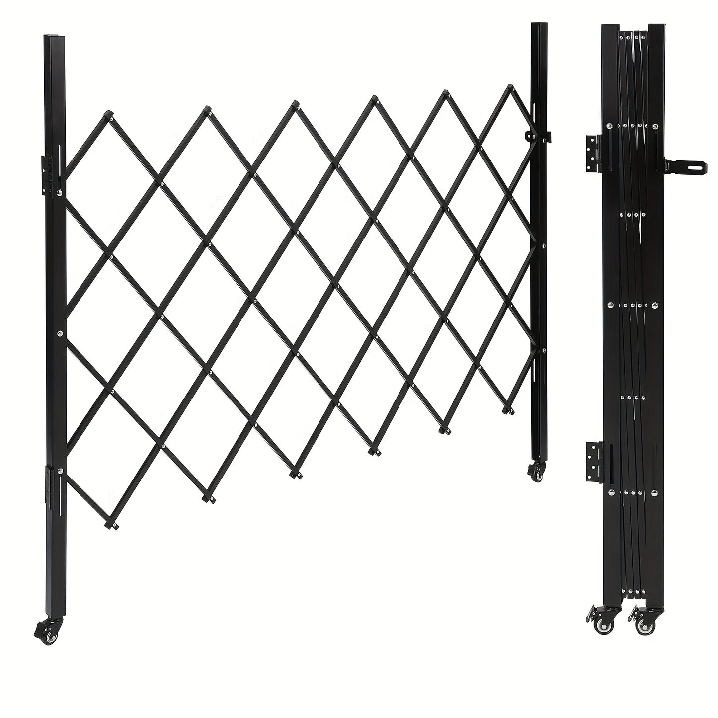 Inklapbare Veiligheidsbarrière – Kinderbeveiliging – Huisdierafscheiding – Traphek – Uitbreidbaar Hek – 155x180 cm – Koolstofstaal – 360° Zwenkwieltjes