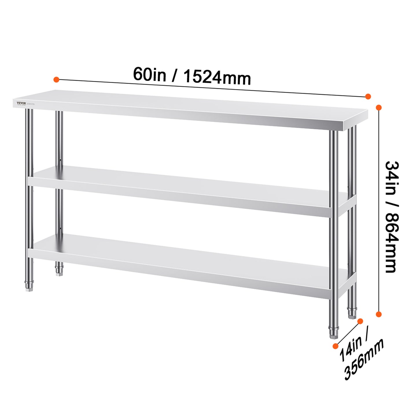 Werktafel – Werkbank – Inklapbare Werktafel – Opbergtafel – Metaaltafel – Roestvrij Staal – 152x86x35 cm – 2 Verstelbare Legplanken