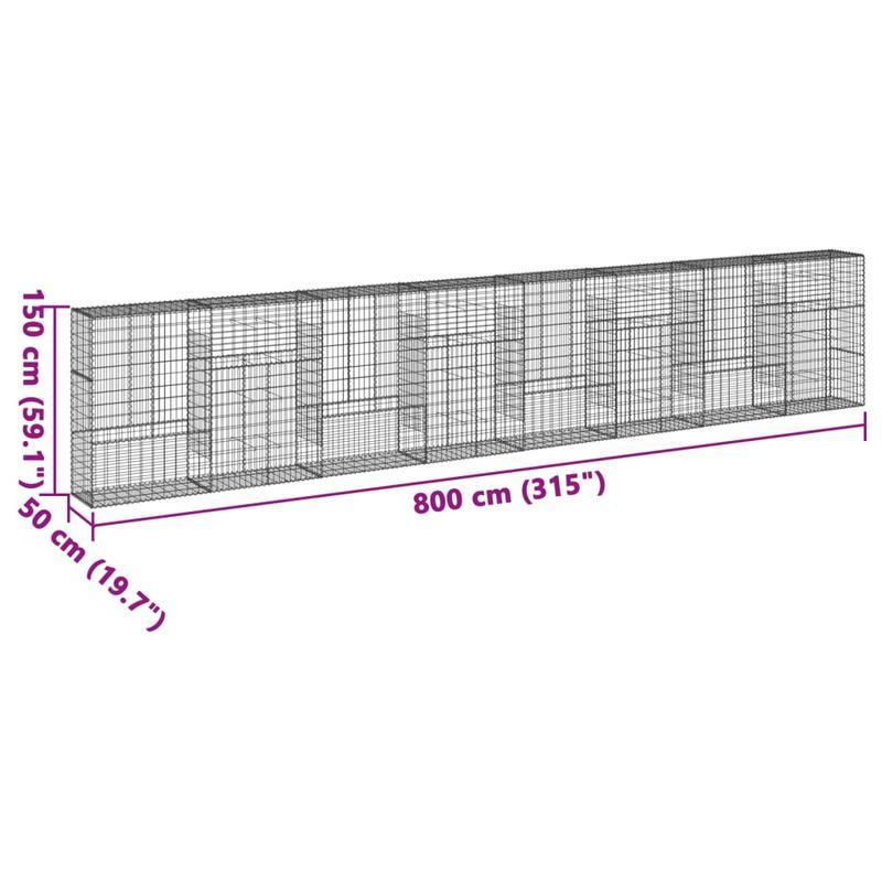 Gabion – Stoneschaal – Steenkorf – Tuinmuur – Erfafscheiding – Gegalvaniseerd IJzer – 800 x 50 x 150 cm – Weerbestendig & Stevig