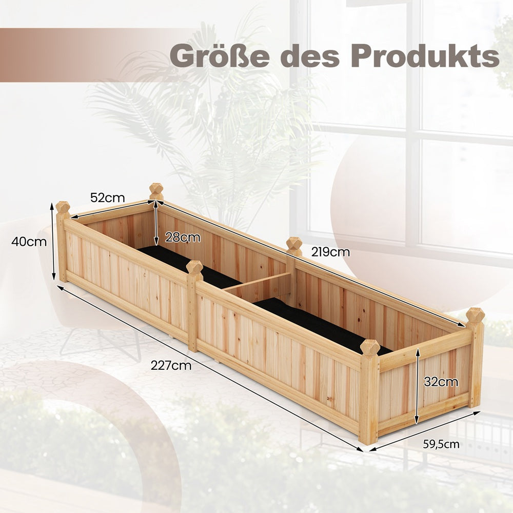 Houten verhoogde plantenbak – verhoogd tuinbed – plantenbak met verdeler – houten plantenbak buiten – balkon plantenbak – Stevig dennenhout – afwatering met drainagegaten