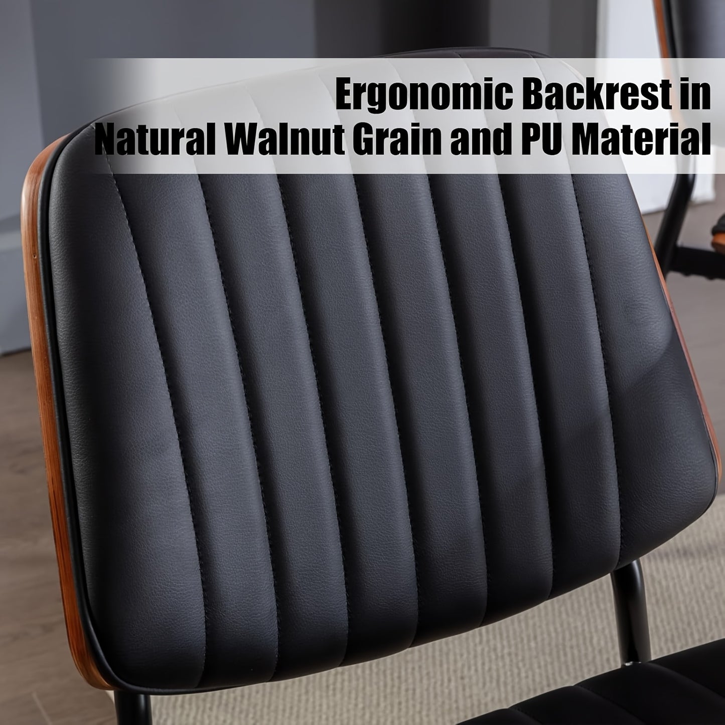 Eetkamerstoelen – Keukenstoelen – Retro Stoelen – Bistro Stoelen – Tafels Stoelen – Zwart Kunstleer – Memory Foam Zitting – Stevig Metalen Frame