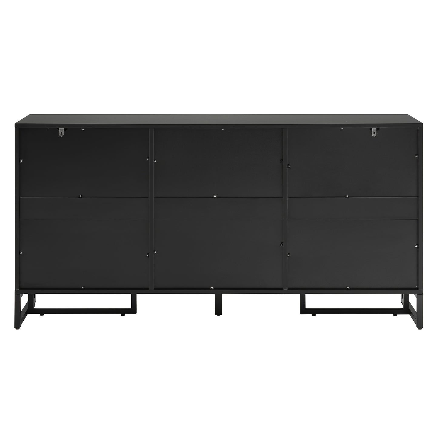 Modern Black Sideboard Cabinet with Herringbone Pattern - Heavy-Duty Metal Construction, 2 Doors & 3 Drawers, Freestanding Storage Organizer for Living Room, Kitchen, Dining Room - Contemporary Home Decor Furniture, Kitchen S