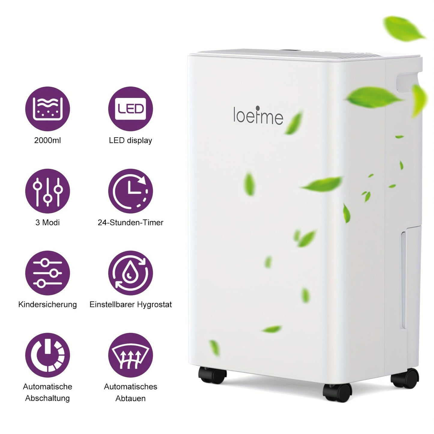 Luchtontvochtiger – Vochtvreter – Dehumidifier – Vochtopnemer – Wasdroger – 12L per dag – Digitaal Display – 24-uurs Timer – Continue Afvoer – Wit
