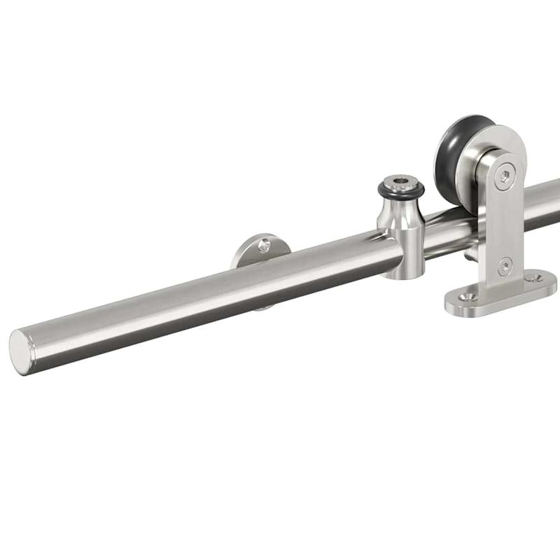 Sliding door fitting set 200cm stainless steel Silvery