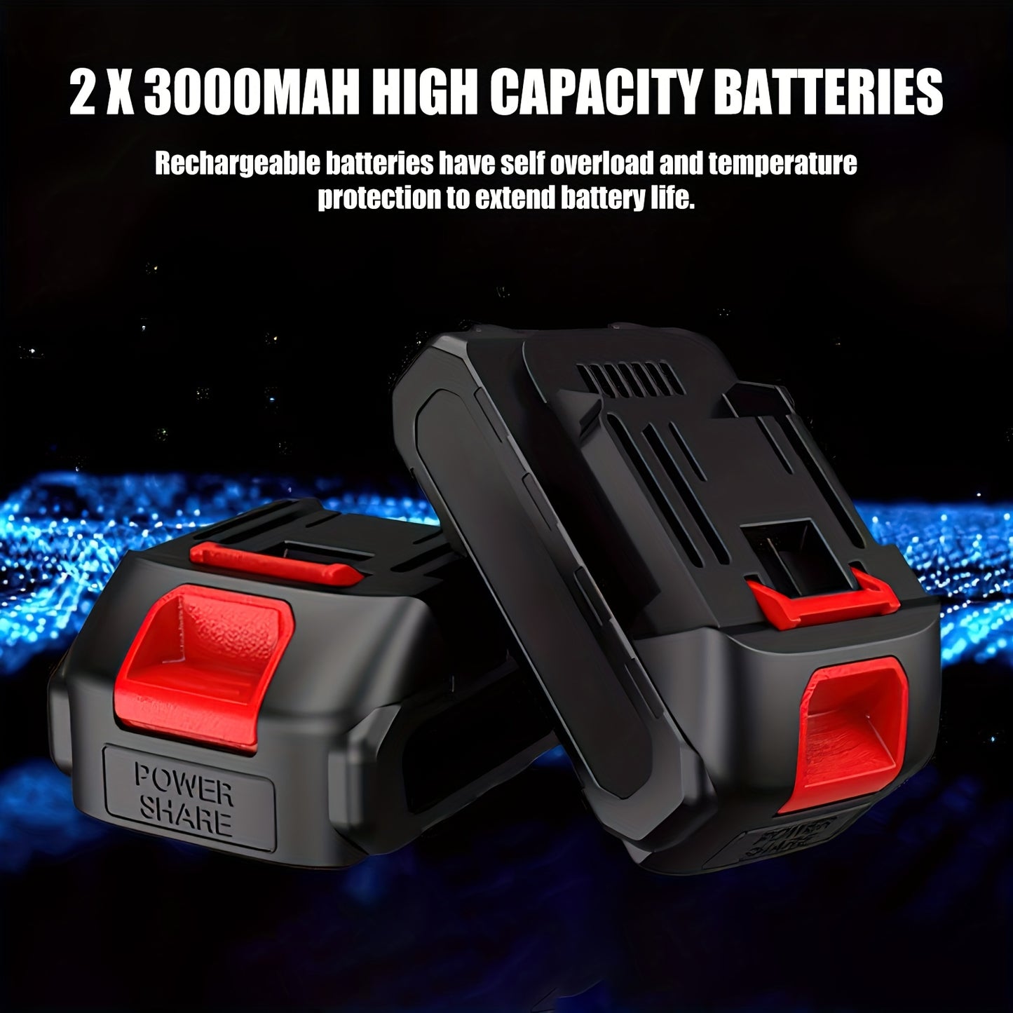 Elektrische Snoeizaag – Kettingzaag – Takkenzaag – Snoeistem – Accuzaag – Draadloos Met Uitschuifbare Steel – Krachtige Brushless Motor – 2x 3000mAh Batterijen – Blauw
