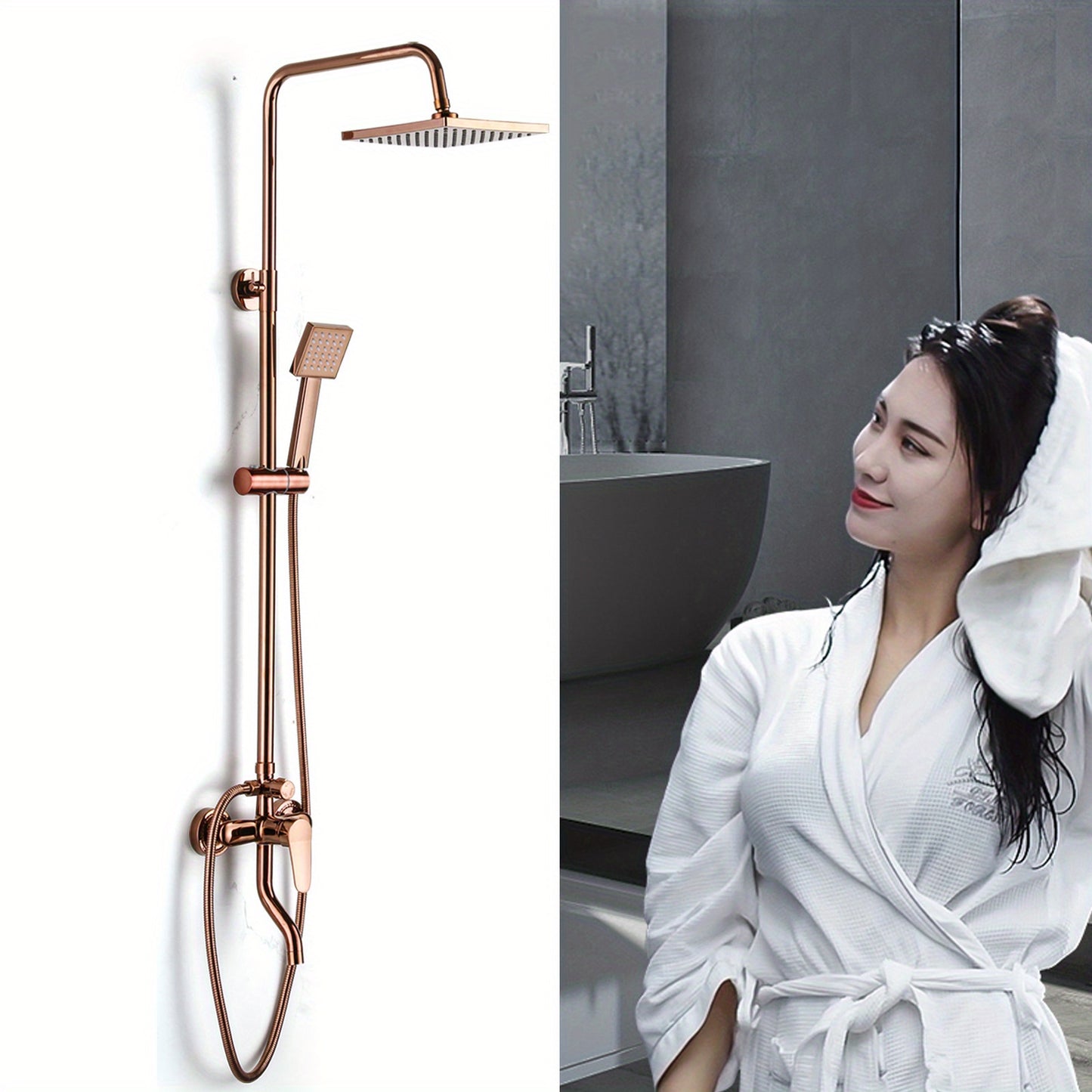 Shower Mixer Tap with Hand Shower, Mixer Tap for Shower Set with Single-Lever Shower Fitting, Shower System with Shower Fitting, Rain Shower, Shower Rail and Hose, Shower Set with Sprayer Bath Fitting
