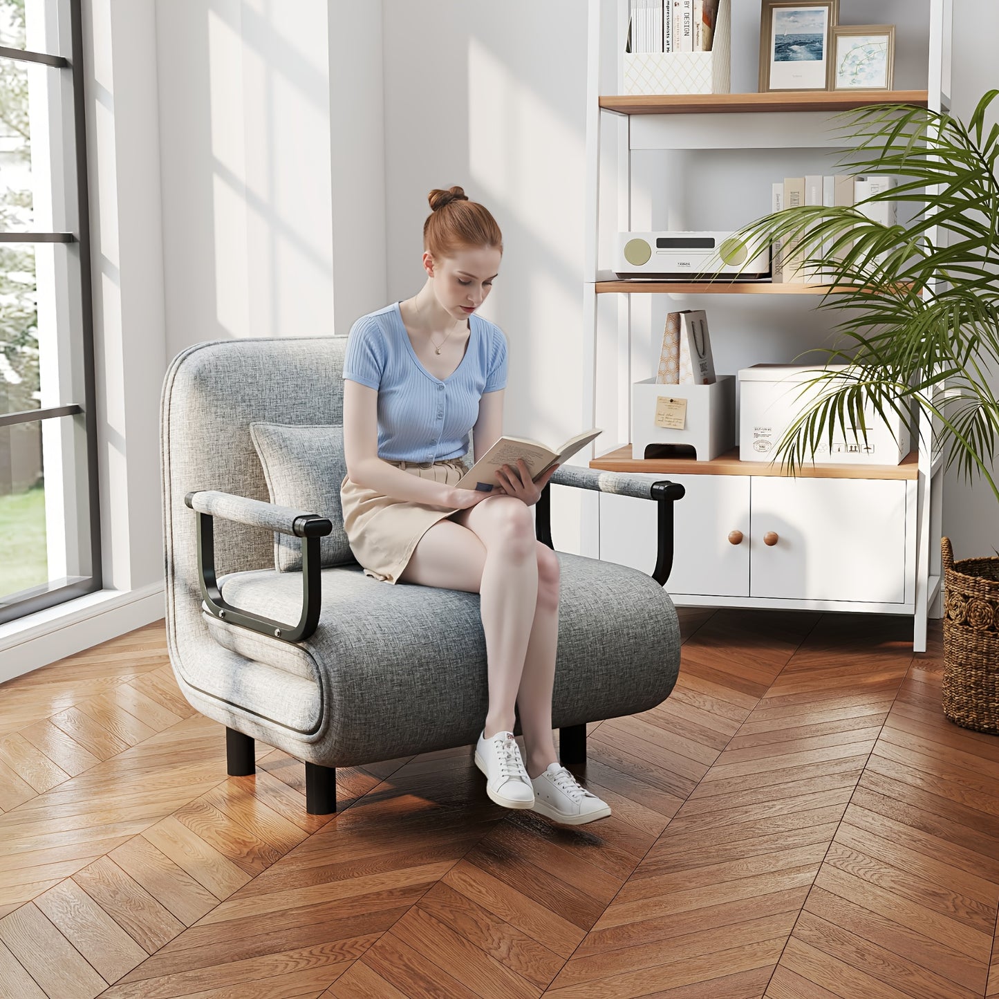 Slaapbank – Bedbank – Sofa Bed – Vouwbank – Logeerbed – Multifunctioneel – Ruimtebesparend Design – Zachte Polyester Bekleding