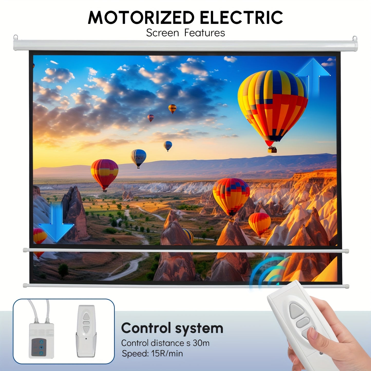 Projectiescherm – Beamer Scherm – Projector Scherm – Elektrisch Projectiedoek – Oprolbaar Scherm – 3,05 Meter – Stil Motor – Kreukvrij Wit Mat Oppervlak