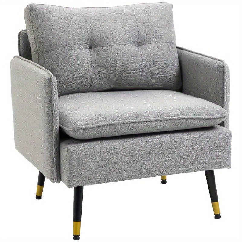 Fauteuil – Lounge Stoel – Accentstoel – Relaxfauteuil – Zetel – Verstelbare Rugleuning – Stalen Poten tot 120 kg – Pluche Gevuld Zitting en Rugleuning