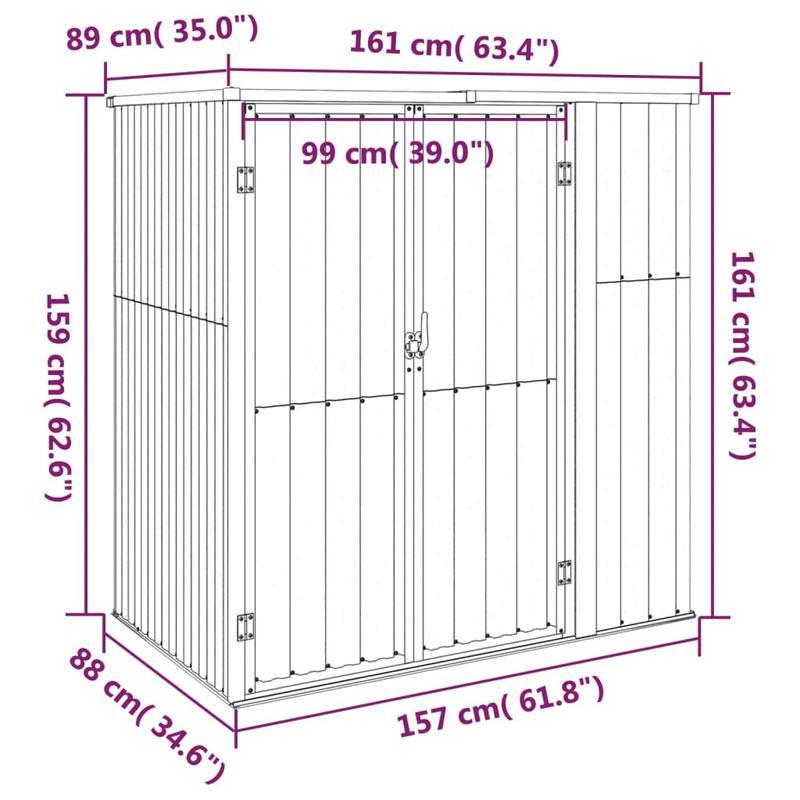 Tuinhuisje – Tuinschuur – Berging – Tuinberging – Tuinopslag – Metaal – Grijs – Weerbestendig – 161x89x161 cm – Stevig en Ruim