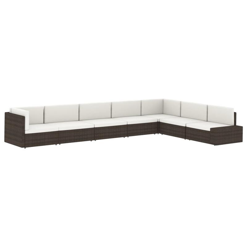 Modulaire 2-Zitsbank – Tweezitsbank – Loungesofa – Buitenbank – Woonkamerbank – Bruin – Duurzaam Poly Rattan & Hardhouten Frame – Zacht Schuimcomfort