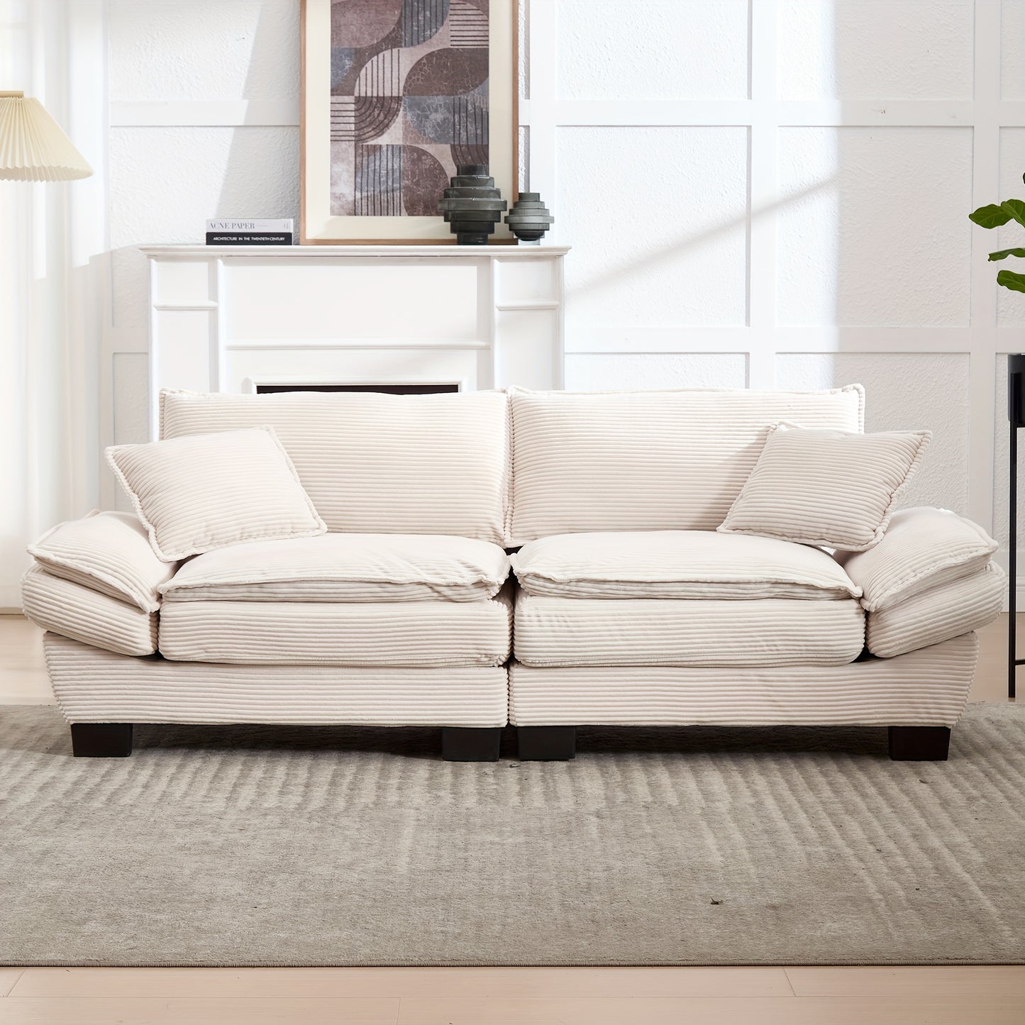Loveseat – Tweezitsbank – Fauteuil – Zetel – 2-Zitsbank – Modern Minimalistisch Design – Comfortabele Beige Katoenen Vulling