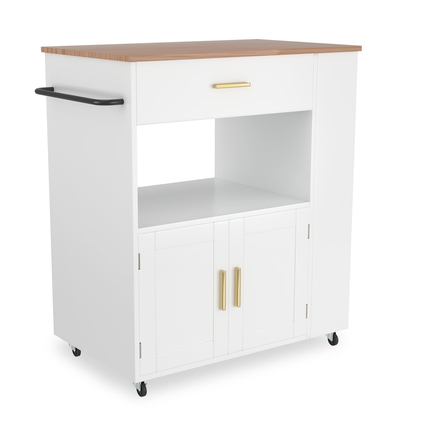 Keukentrolley – Keukenwagen – Serveertrolley – Opbergwagen – Werkbladtrolley – Mobiel Met Wielen – Afsluitbare Opbergruimte – Compact 93x75x46 cm