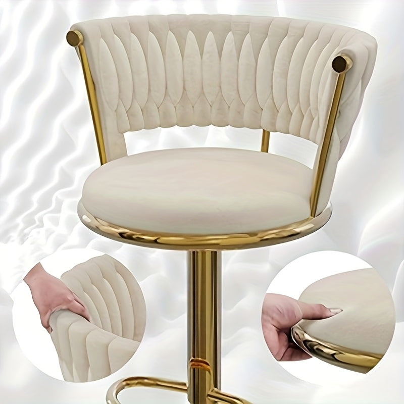 Barstoel – Barkruk – Barstoel Kruk – Keukenstoel – Barkrukken Set Van 2 – Verstelbare Zithoogte 80-100 cm – 360° Draaibaar Met Hoge Rugleuning – Fluweelstof – Comfortabel & Stijlvol