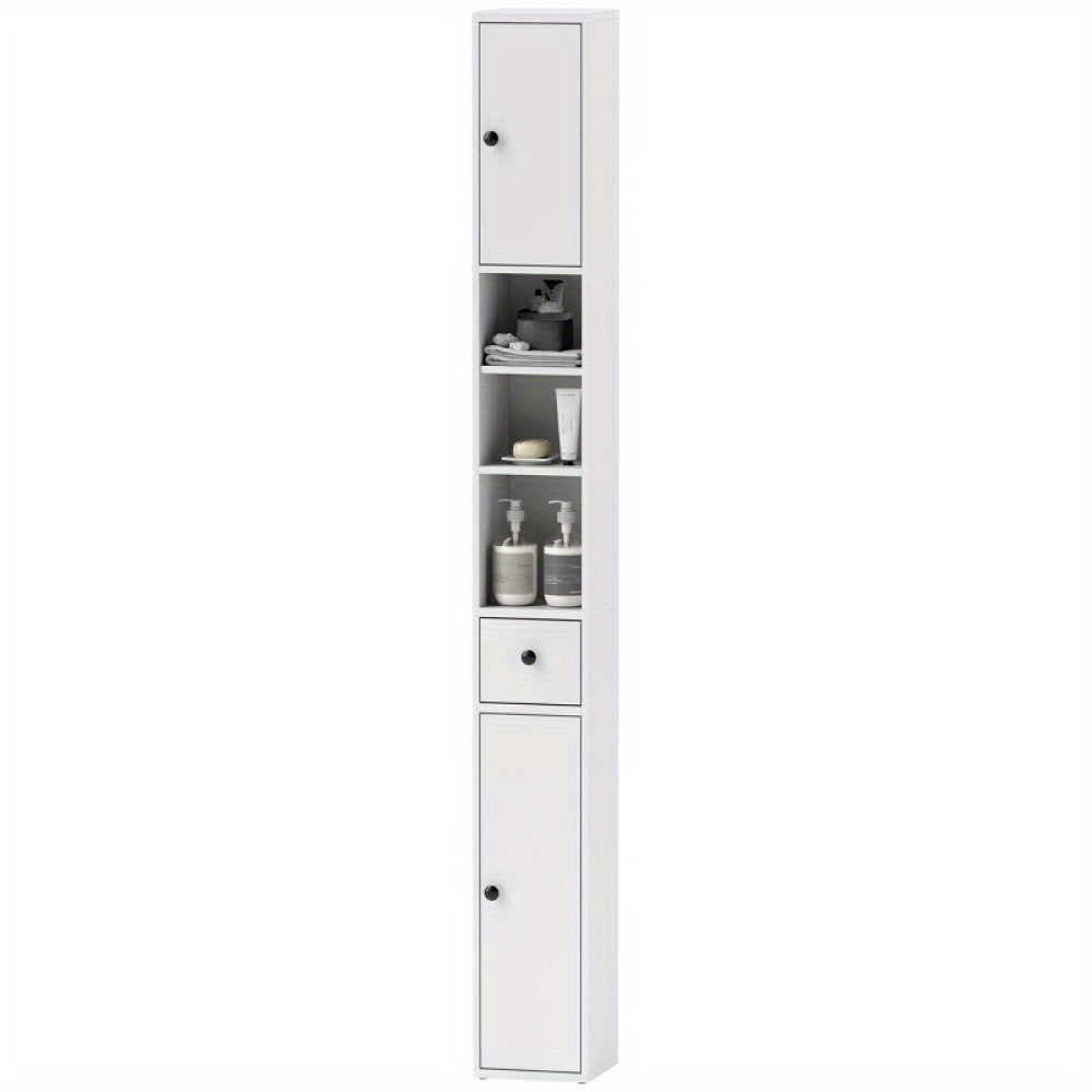Badkamerkast – Opbergkast – Kolomkast – Smalle Kast – Wastafelonderkast – Ruimtebesparend – Vochtbestendig Zonder Hout – Verstelbare Planken – Moderne Witte Kast 20x20x178 cm