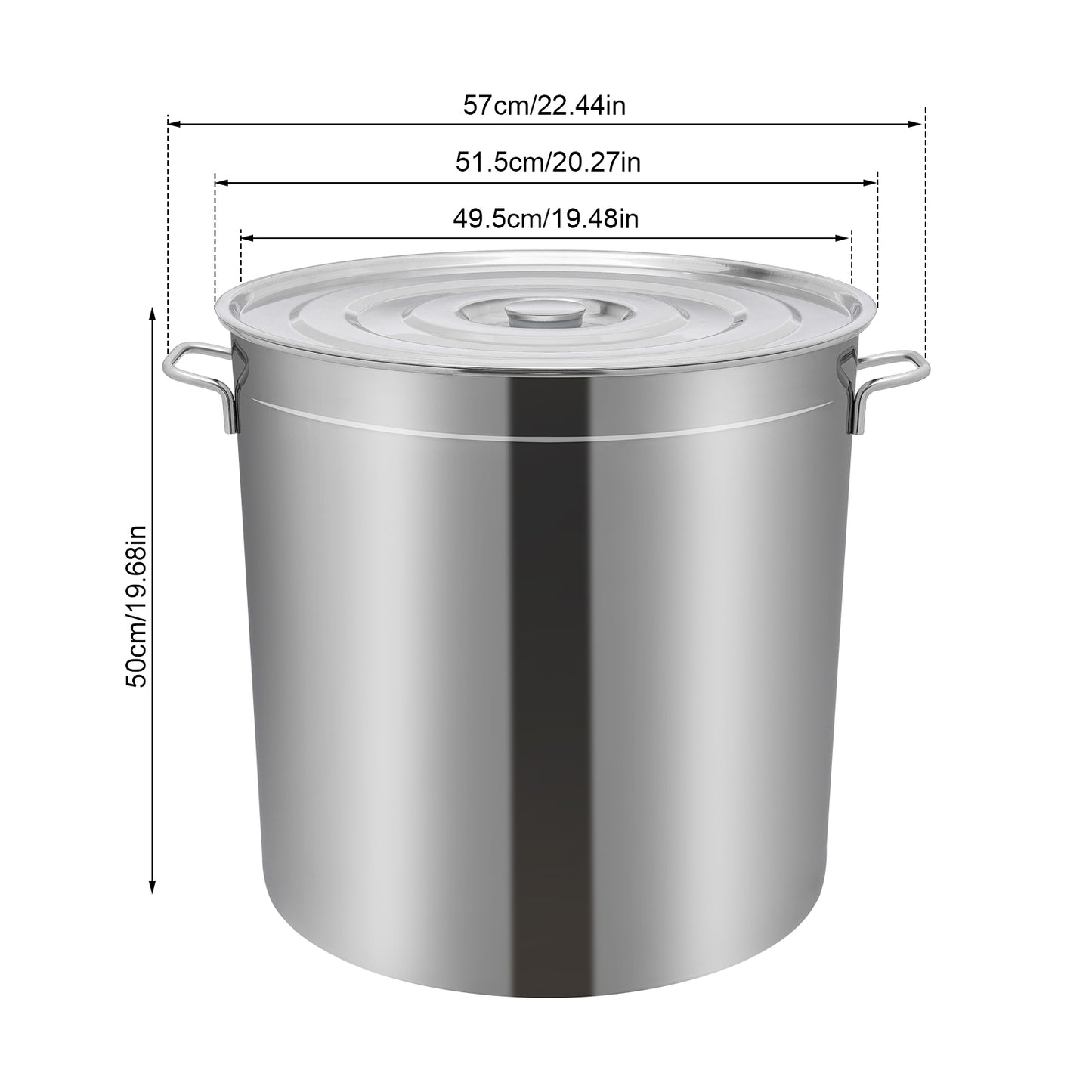 RVS Emmer – Roestvrijstalen Emmer – Met Deksel Emmer – Multifunctionele Emmer – Opbergemmer – 50 Liter Inhoud – Duurzaam 201 Roestvrij Staal