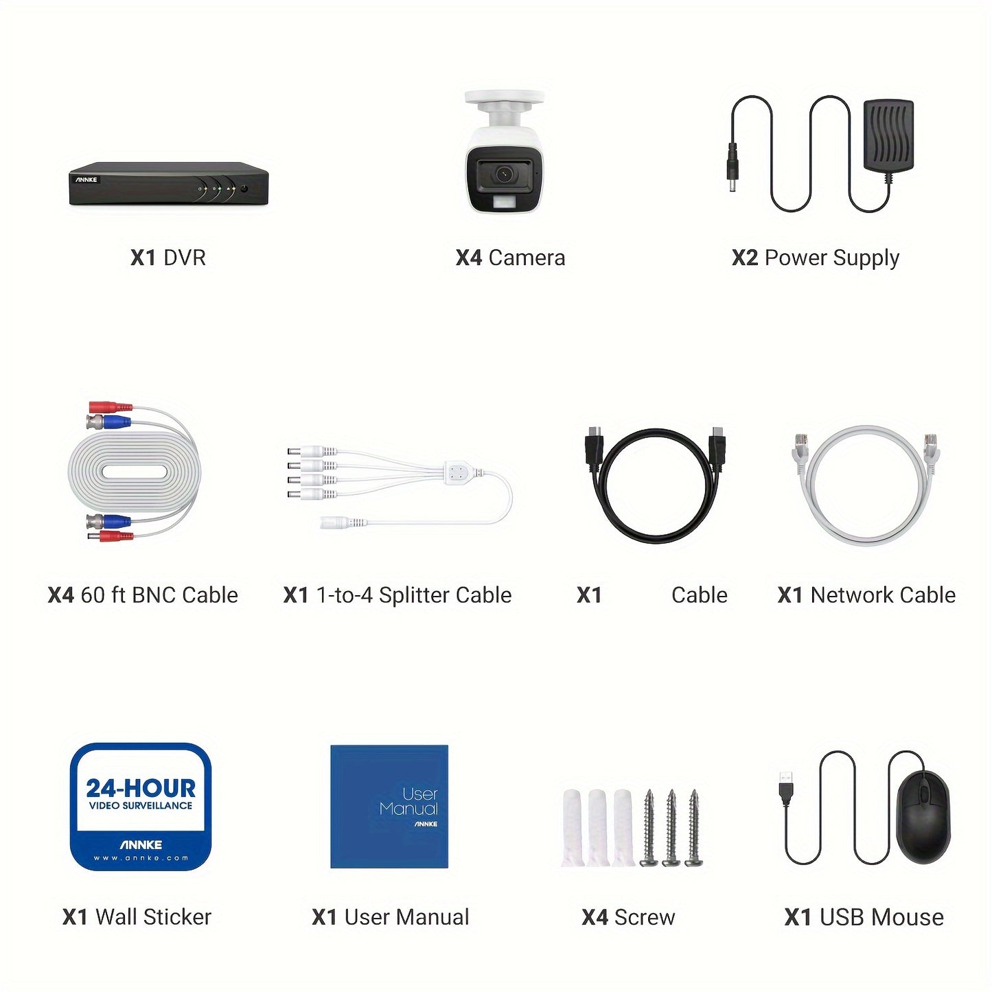 Beveiligingscamera – Bewakingscamera – Camerabewaking – IP Camera – Beveiligingssysteem – 4-delige set met 1TB HDD – 3K Ultra HD & Kleurennachtzicht