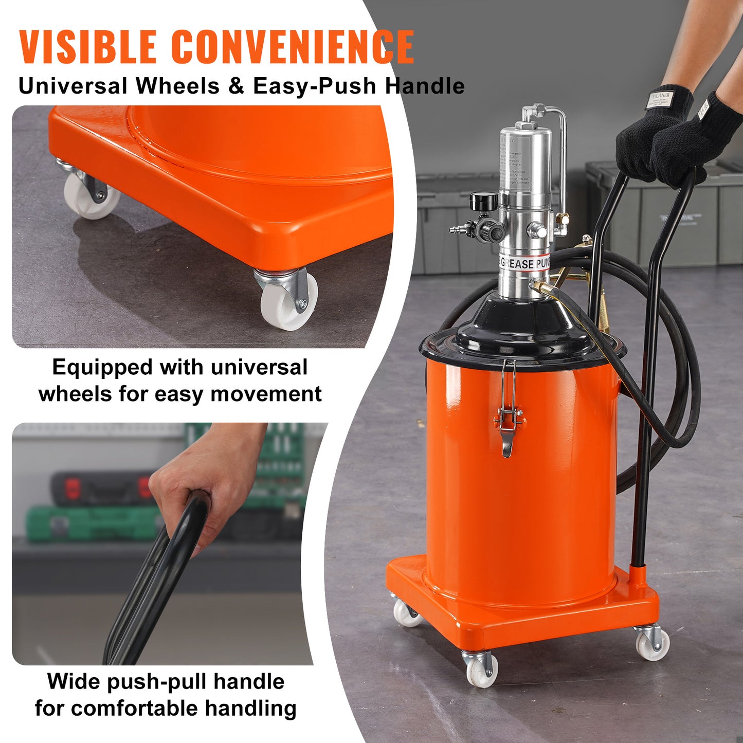 Vetspuit – Vetpomp – Pneumatische Vetspuit – Smeerpomp – Luchtbediende Vetpomp – 20 Liter Capaciteit – 13 ft Hoge Drukslang
