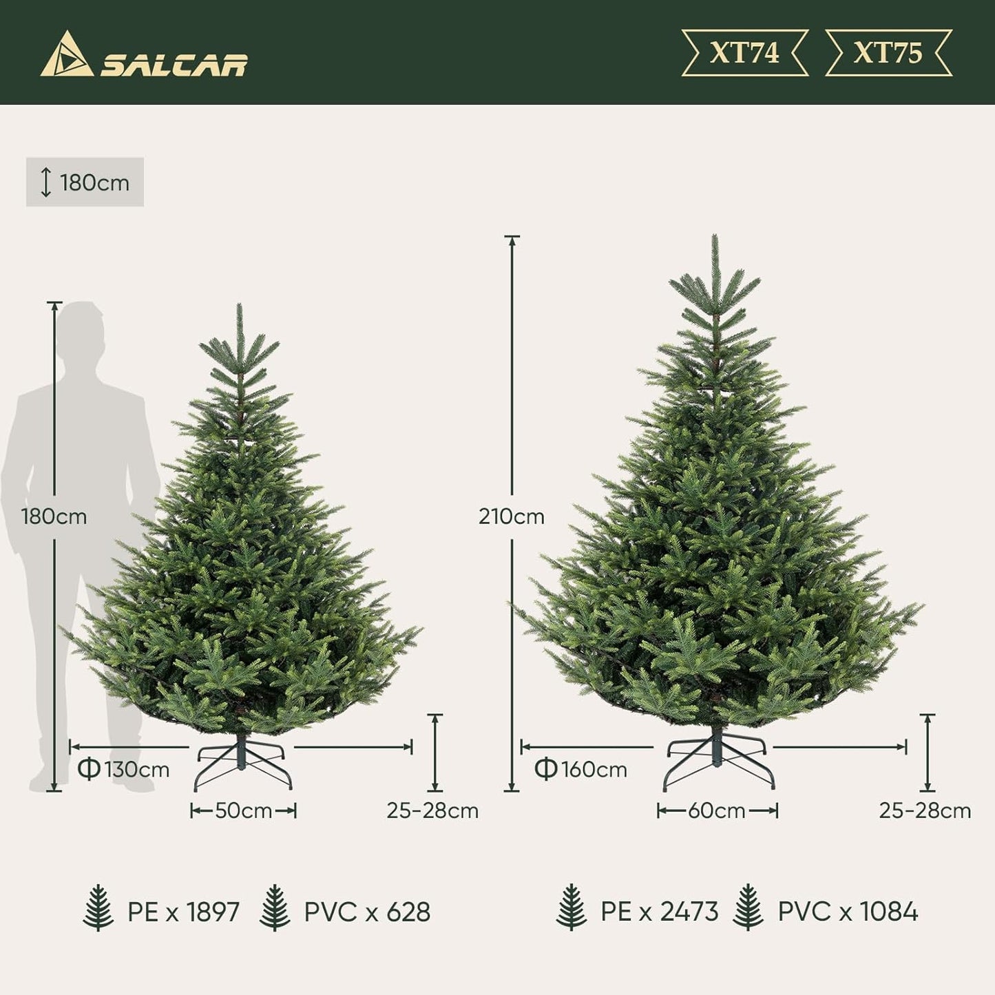 Kunstkerstboom – Kunstboom – Kerstboom – Nepspar – Kerstdecoratie – 1,8 Meter – Inklapbaar Paraplusysteem – PVC & PE Takken