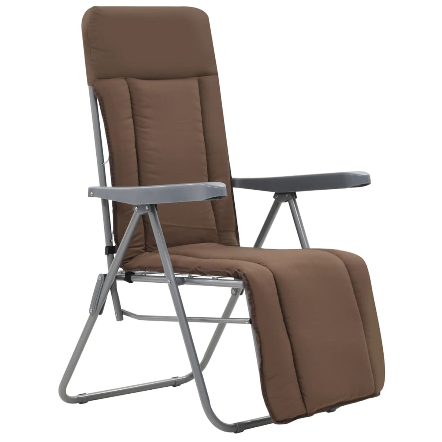 Stoelen – Tuinstoelen – Klapstoelen – Lounge Stoelen – Relaxstoelen – Verstelbare Rugleuning – Gepoedercoat Stalen Frame – Set Van 2 Met Kussens En Hoofdsteun – Bruin – Comfortabel En Stevig