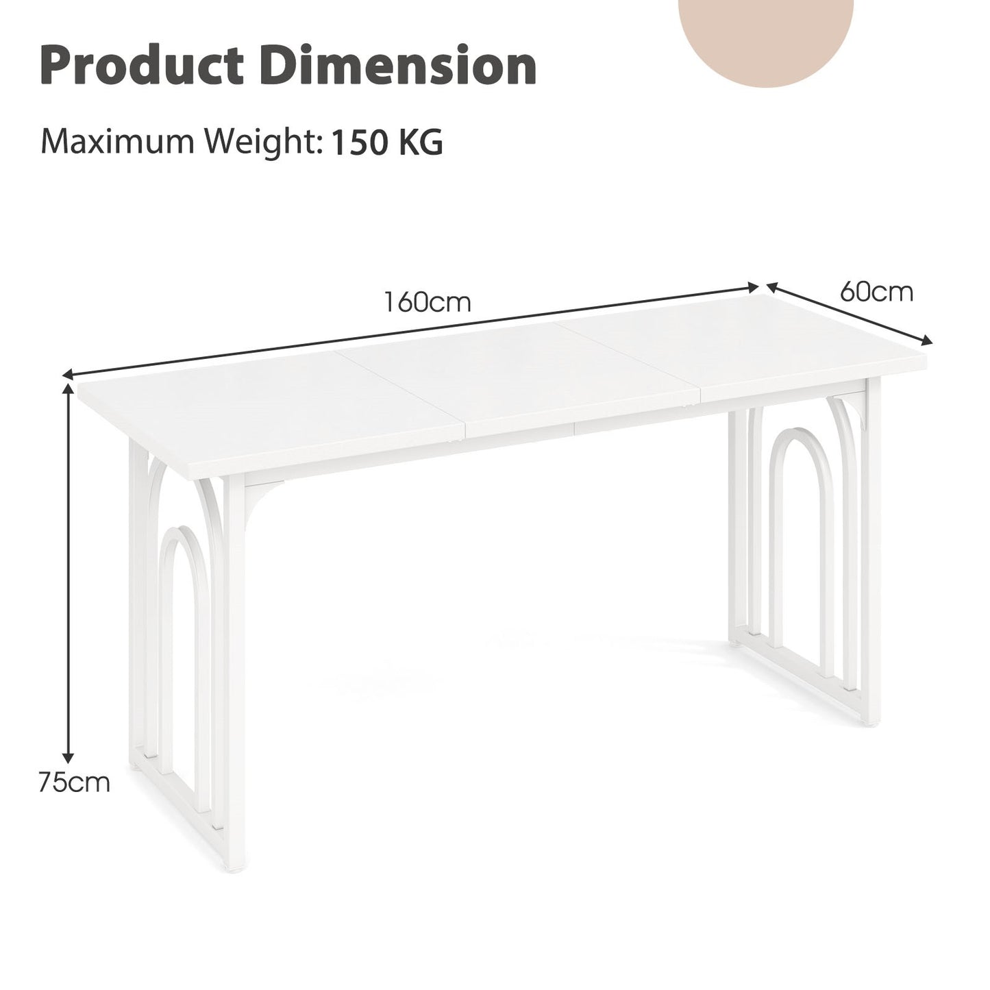 Eettafel – Tafel – Eetkamertafel – Keukentafel – Houten Tafel – Ruim 160 cm – Stevige Metalen Poten