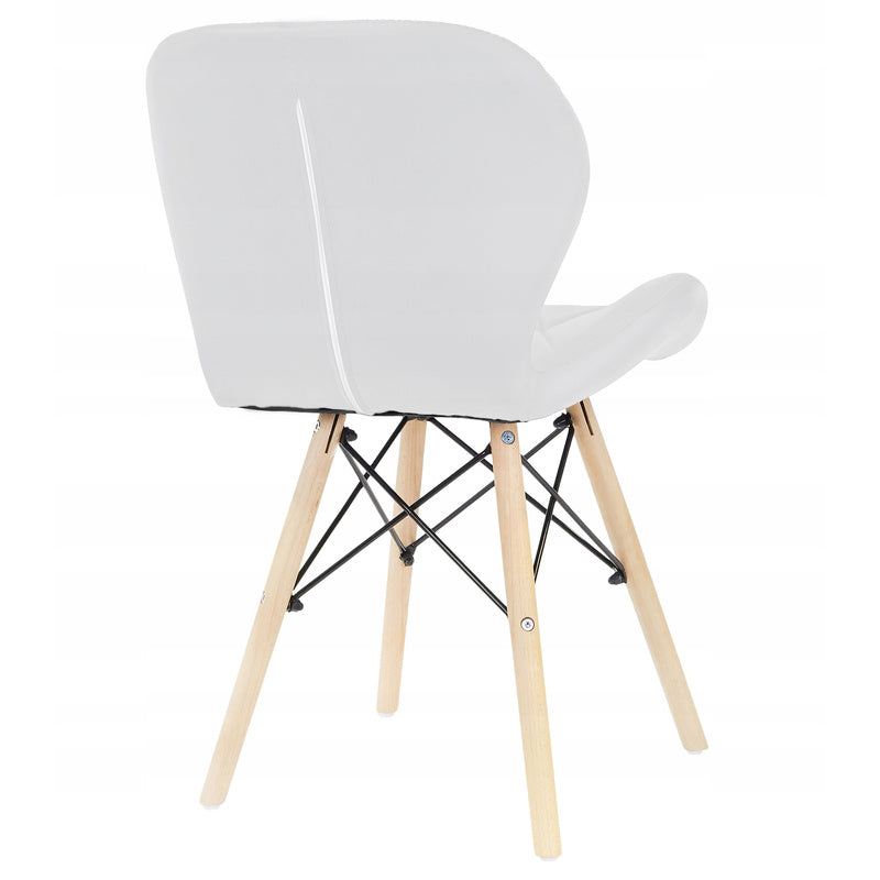 Leren Stoel – Eetkamerstoel – Bureau Stoel – Woonkamer Stoel – Design Stoel – Eco-leer Zitting – Beukenhouten Poten – 48x44x73 cm – Draagkracht 120 kg