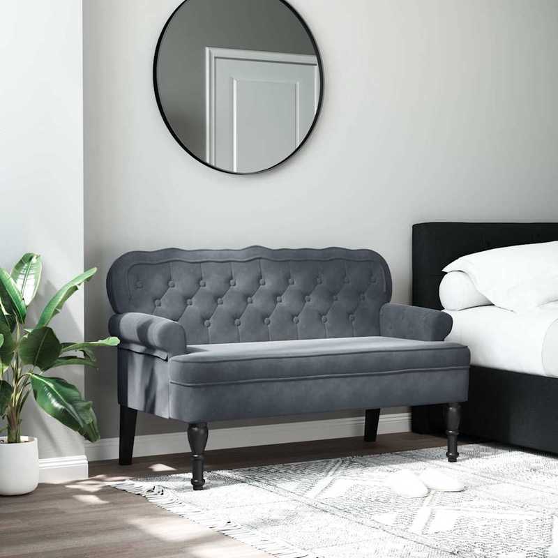 Leisure Chair – Fauteuil – Zitstoel – Lounge Chair – Tuinstoel – Donkergrijs Velvet – Robuust Hardhout – Comfortabel Groot Formaat 119,5x64,5x75 cm