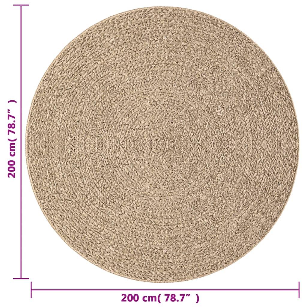 Buitentapijt – Buitenmat – Vloerkleed – Tuintapijt – Outdoorkleed – Rond – Polypropyleen Jute Look – 200 cm Diameter – UV-bestendig