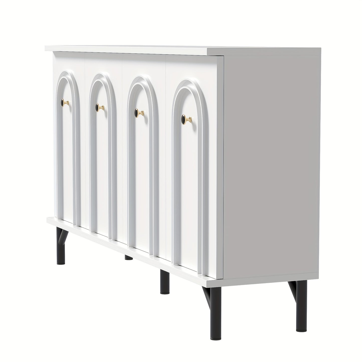 Dressoir – Sideboard – Opbergkast – Kast – Meubel – Wit – 140 cm – Modern Design Met 3D Gebogen Panelen – Verstelbare Planken