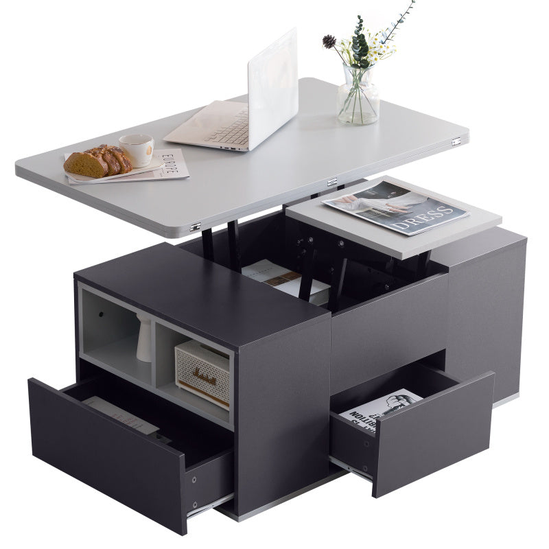 Salontafel – Koffietafel – Bijzettafel – Woonkamertafel – Opbergtafel – Extra Lang Met Lift-Top – Grote Opbergruimte Met Lades En Planken