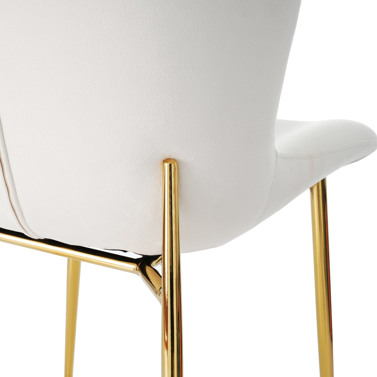 2pcs Velvet Dining Chair Set - Elegant White & Golden Metal Legs, Contemporary Style, Solid Back Support, Perfect for Living Room or Bedroom, Beige, Lounge Chair, Bedroom Furniture, Modern Aesthetic, Sleek Design, Durable Con
